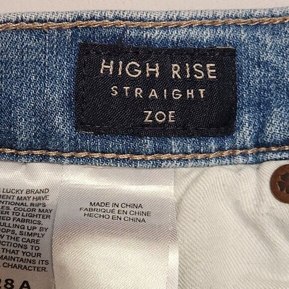 Lucky Brand High Rise Straight Zoe Womens 6/28 Denim Cutoff Jeans Blue Cuffed - Picture 7 of 9